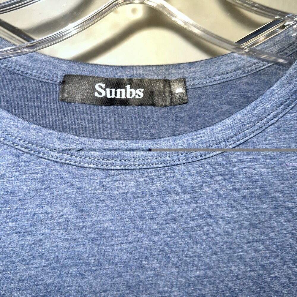 Sunbs Heathered Blue Long Sleeve Crew Neck Top Small - Picture 2 of 5